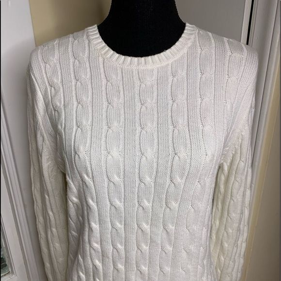 Lands' End Sweaters - Lands End cable sweater ivory size Small. EUC